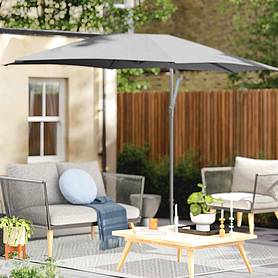 idooka 300cm Grey Cantilever Garden Parasol - Patio Umbrella & Sun Shade
